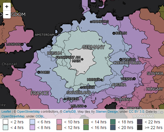 isochrone Karte von Frankfurt